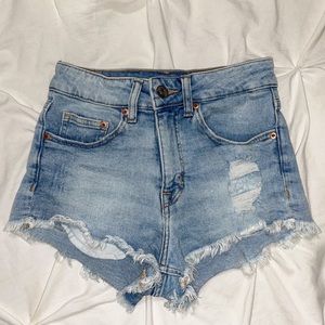 Ripped jean shorts